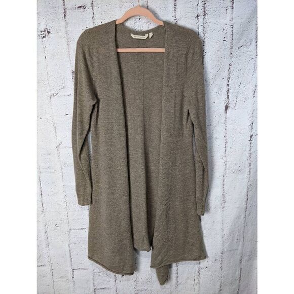 Soft Surroundings Womens 100% Cashmere Tan Open Front Cardigan Sweater Sz M Medi - Picture 1 of 7
